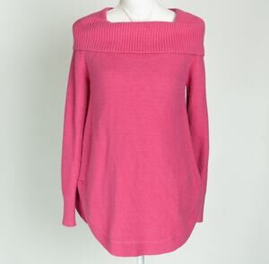 Moth by Anthropologie Brenta Hot Pink Cowl Neck Tunic Sweater Size Small